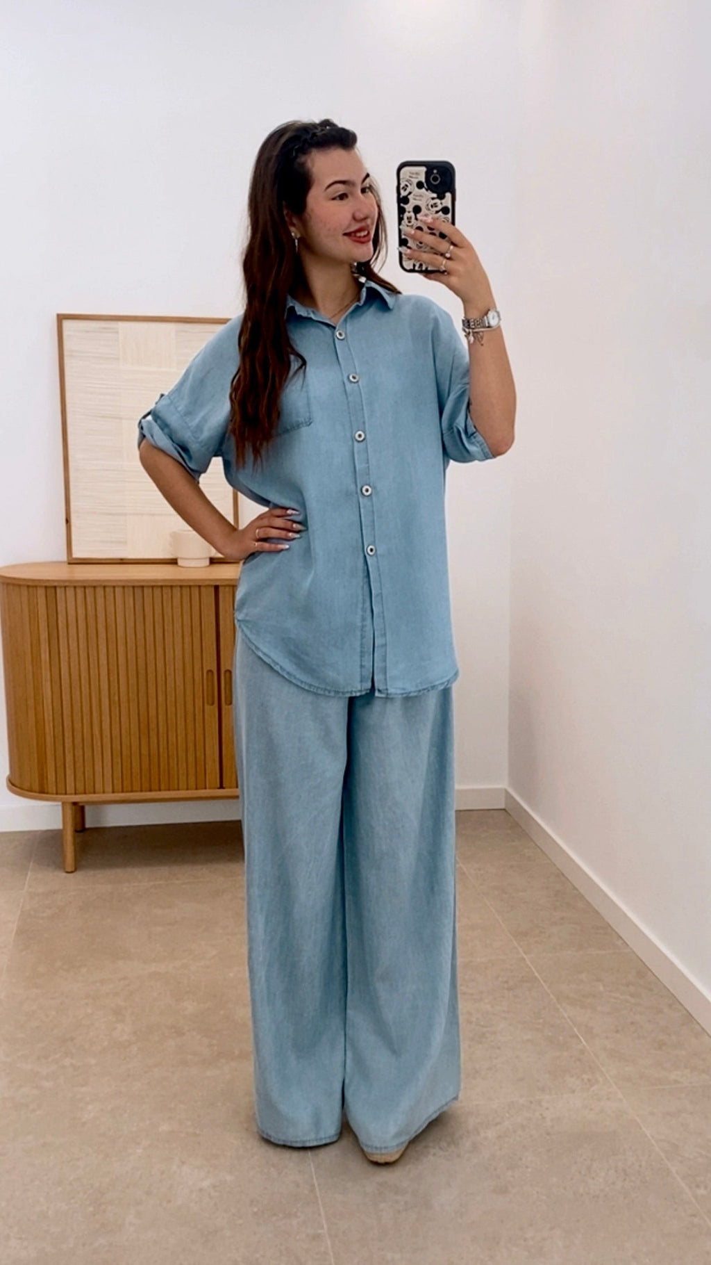 CONJUNTO DENIM PANTALÓN + CAMISA NUDO