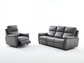 Conjunto de sofás reclinables cuero sintético con función relax 210x95x102 cm - gris - diseño moderno para salón