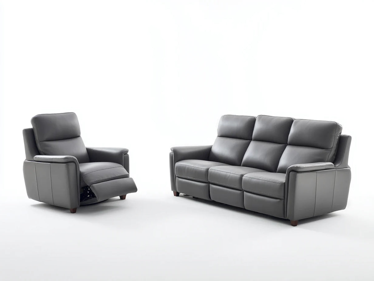 Conjunto de sofás reclinables cuero sintético con función relax 210x95x102 cm - gris - diseño moderno para salón