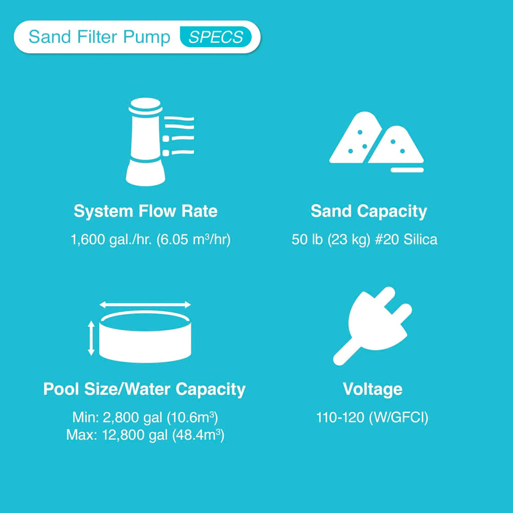 2025 Bomba Filtro de Arena para Piscinas Fuera de Tierra Intex 2100 GPH con Aspirador Automático
