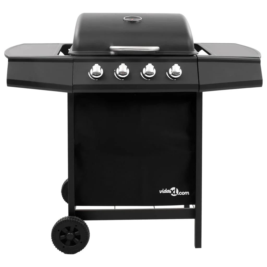 Barbacoa De Gas Con 4 Fogones Negra Vidaxl