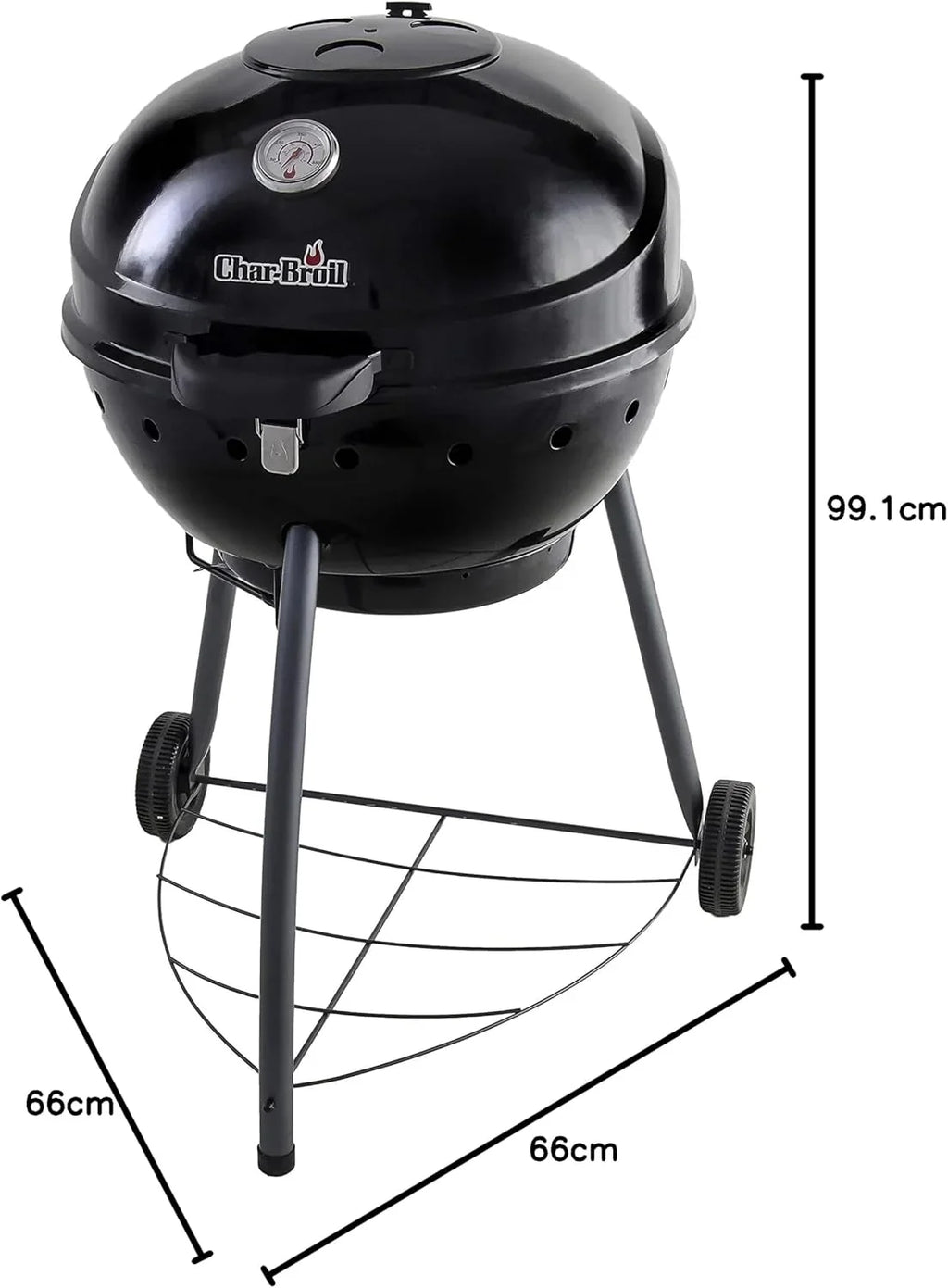 Char-Broil Kettleman Charcoal Barbecue - Kettle Charcoal Grill, TRU-Infrared Technology, Removable Ash Tray - Optimal for Outdoor, Garden & Patio Cooking