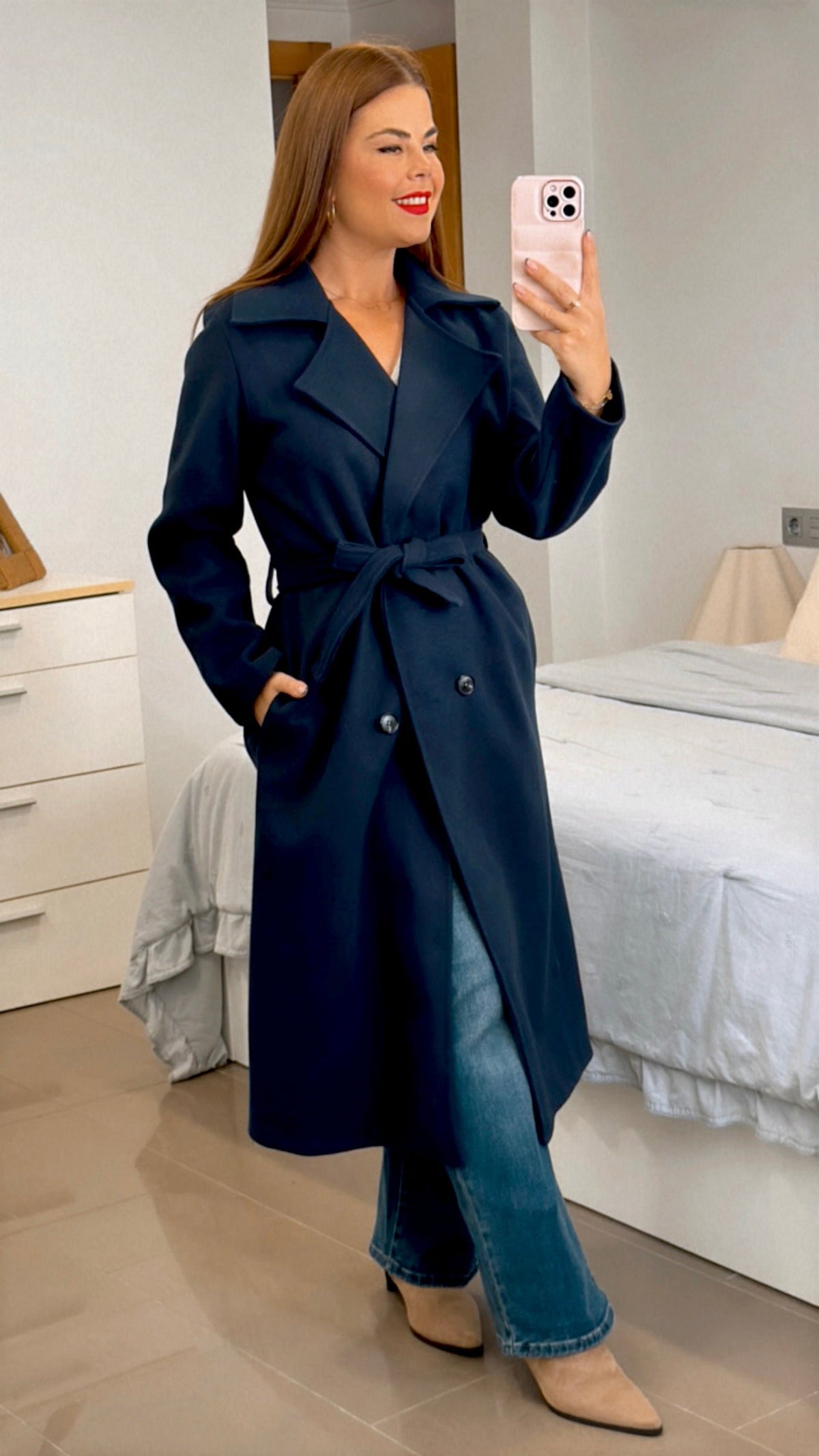 ABRIGO PAÑO FONDAR TOTAMONA. Gabardina con Cuello de Pico con Solapas, Sin Forro, Elástico, Corte Recto, Ropa De Mujer, para Cualquier Ocasión, Formal o Casual, Especial Para Otoño e Invierno.