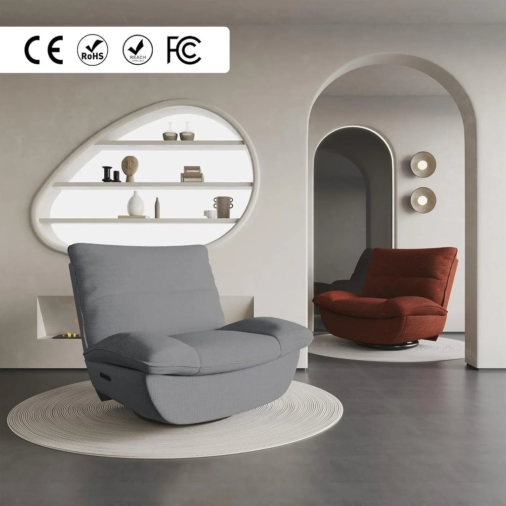 FLEXISPOT XC6 Sillón Relax, Sófa Giratorio con Función Balancín, Sillon TV con Respaldo Ajustable, Silla Reclinable para Dormitorio, Salón y Cine en Casa (Beige)