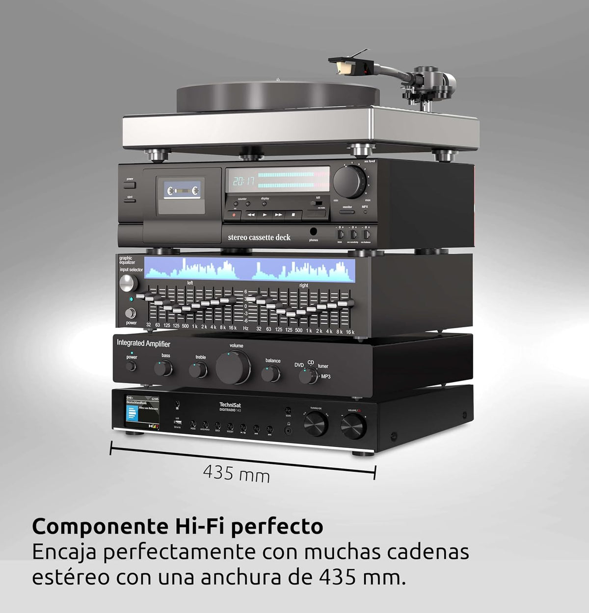 TechniSat DIGITRADIO 143 (V3) - Sintonizador HiFi de Radio por Internet (Radio Digital Dab+, transmisión de Audio Bluetooth, Spotify Connect, Antena de Lanzamiento, Control Remoto, Ancho de 43,5 cm)