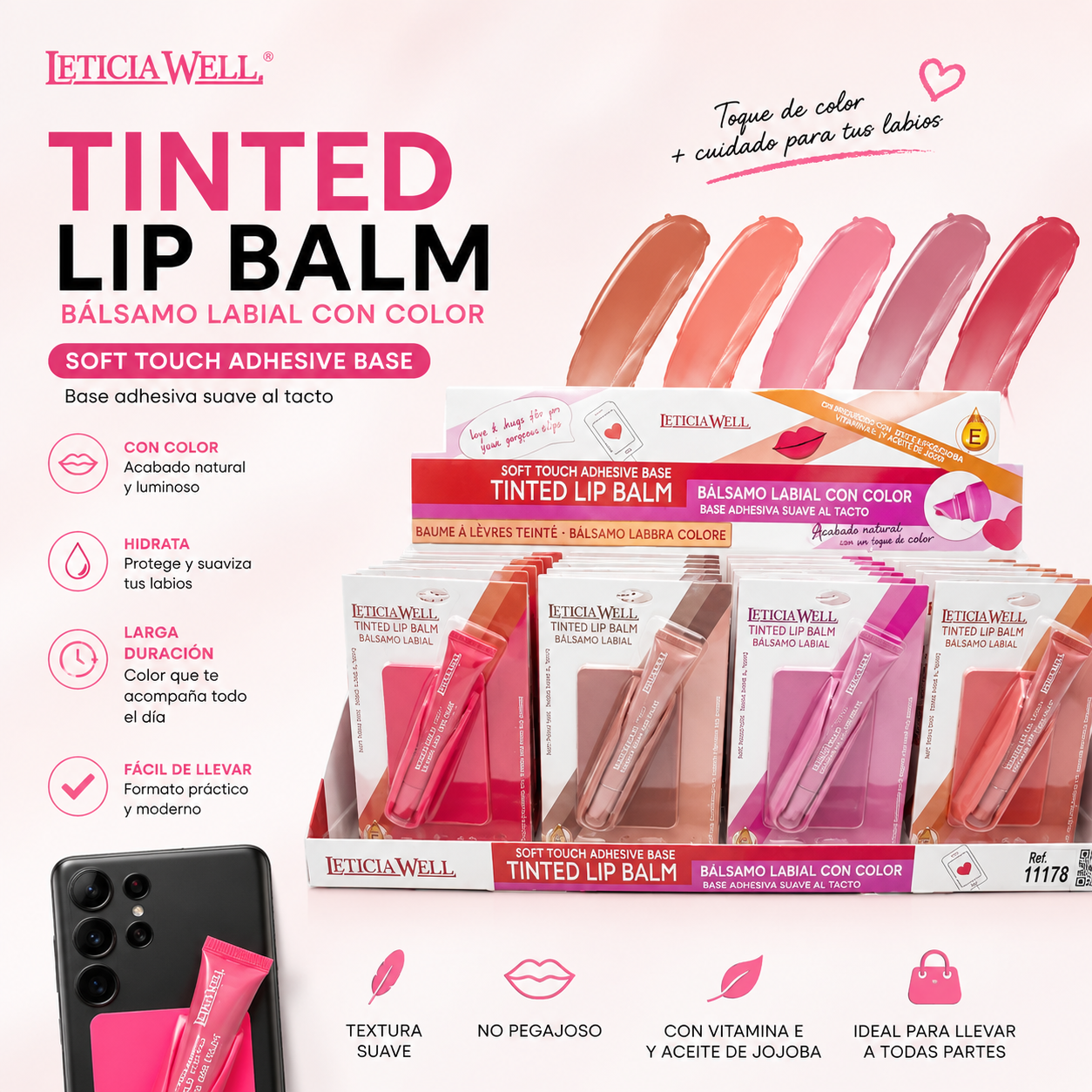 BALSAMO LABIAL + ADHESIVO PARA MÓVIL