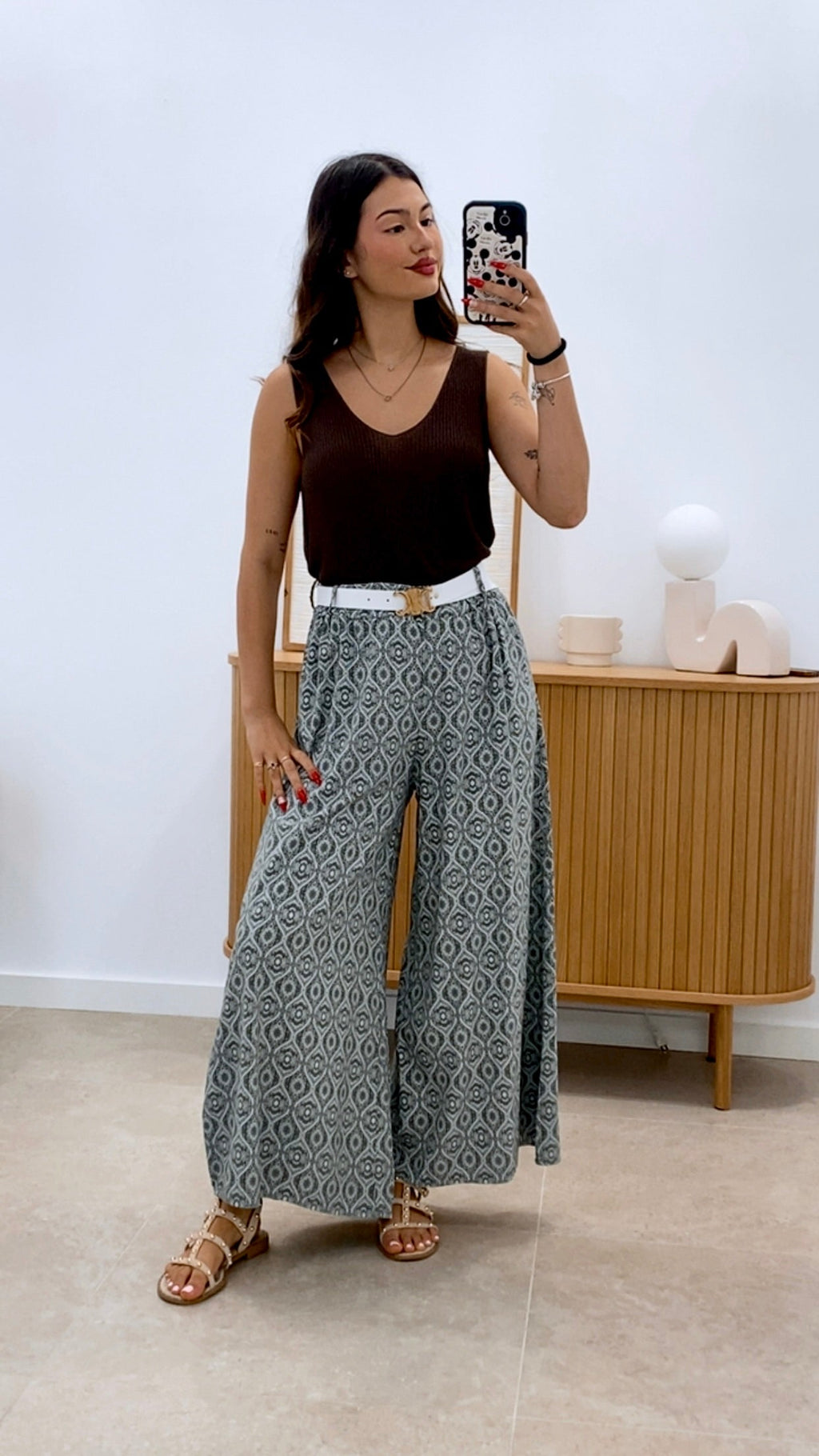 PANTALÓN PALAZZO ESTAMPADO + CINTURÓN