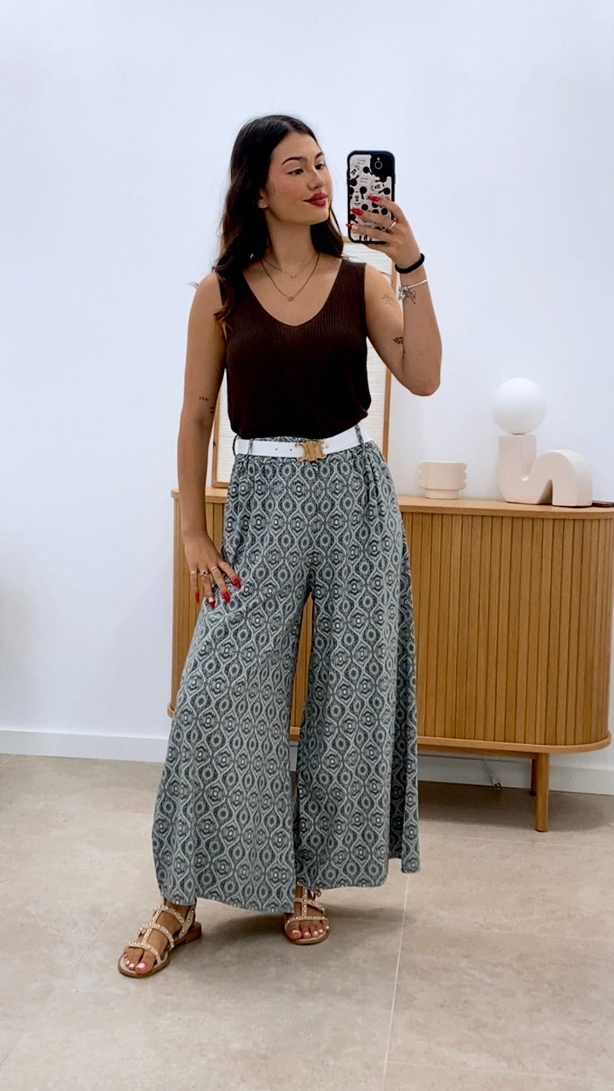 PANTALÓN PALAZZO ESTAMPADO + CINTURÓN