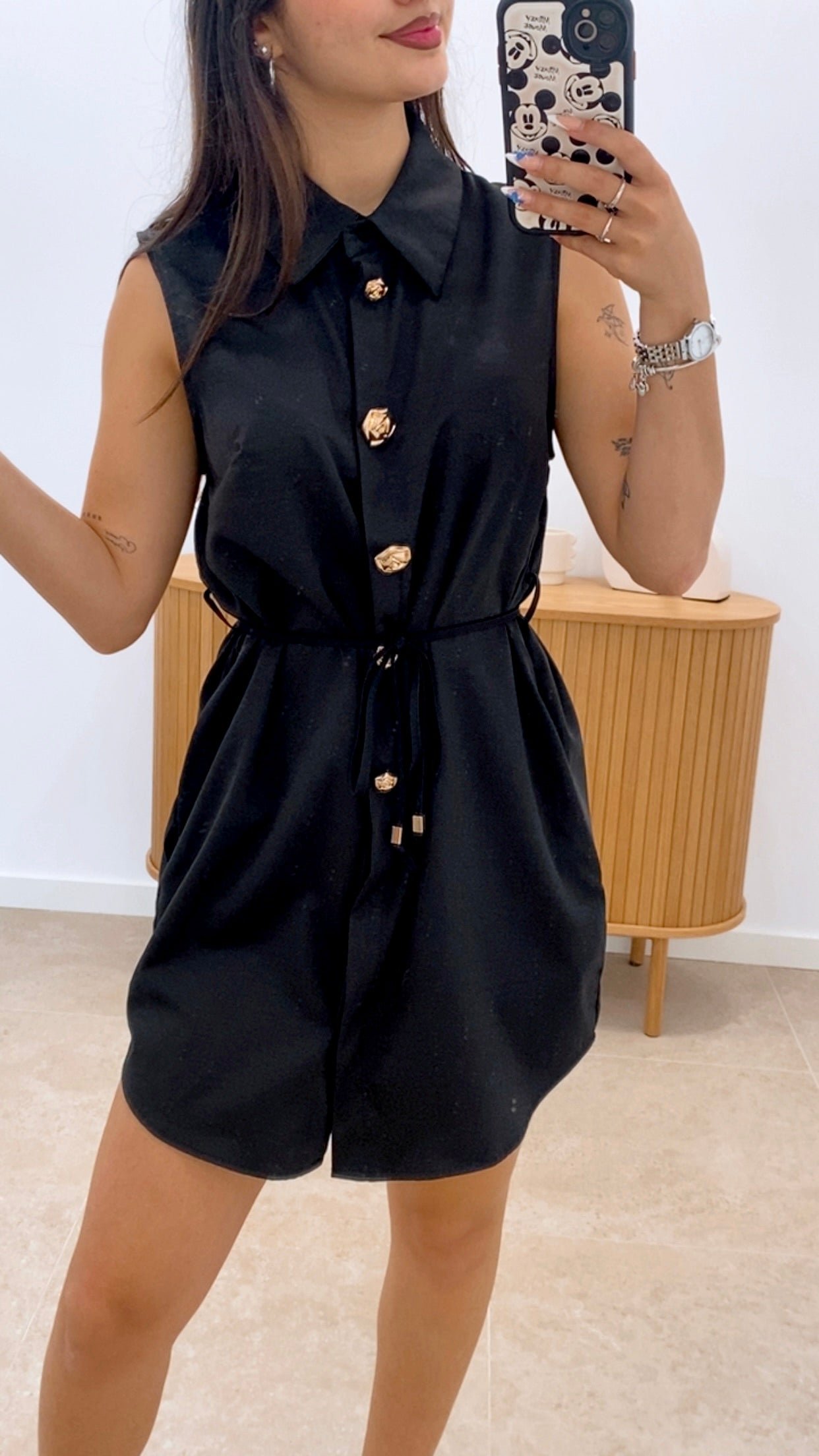 VESTIDO CAMISERO BOTONES DORADOS