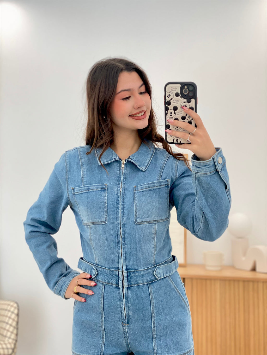 MONO DENIM MANGA LARGA