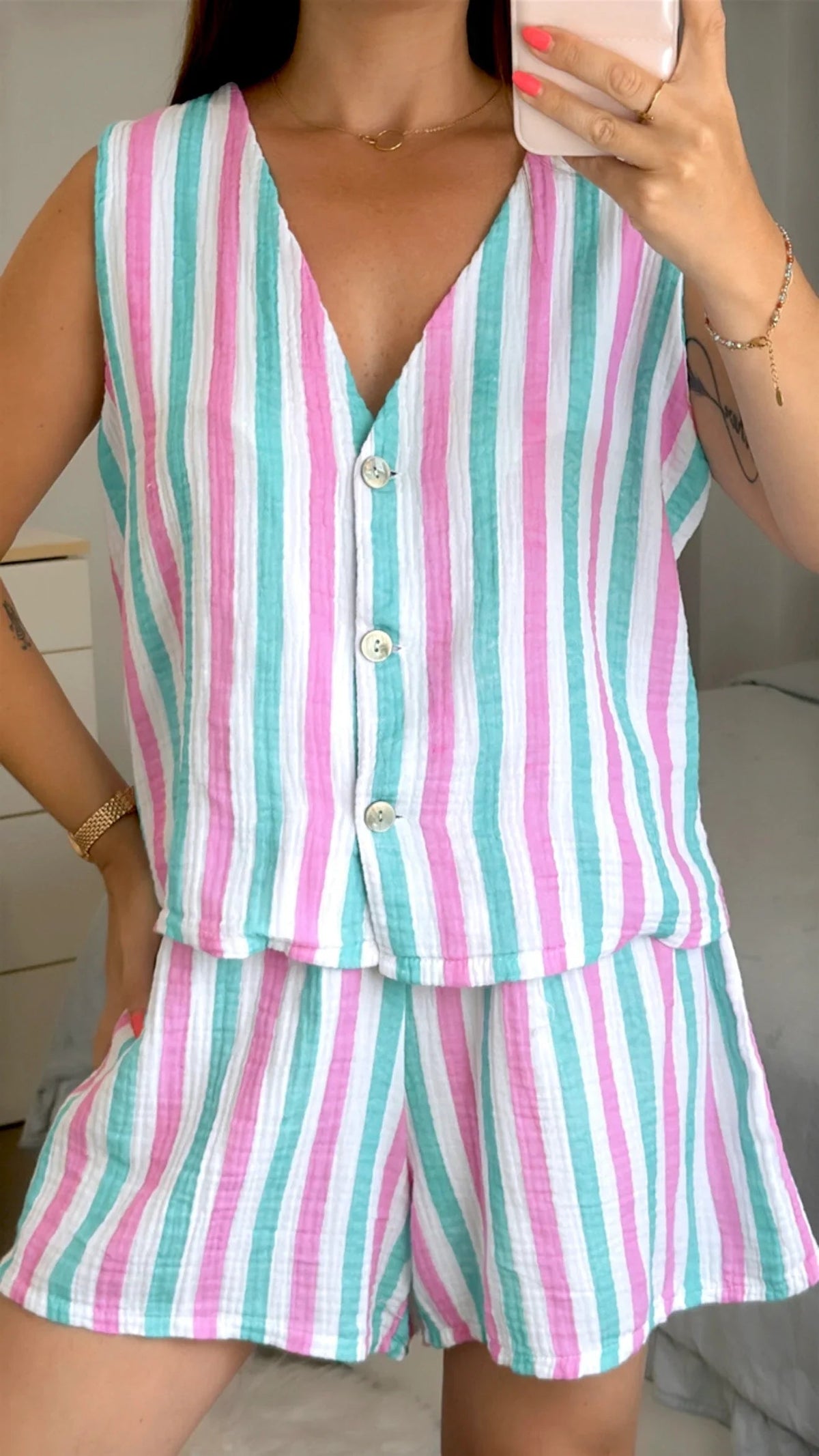 CONJUNTO MUSELINA RAYA FLUOR