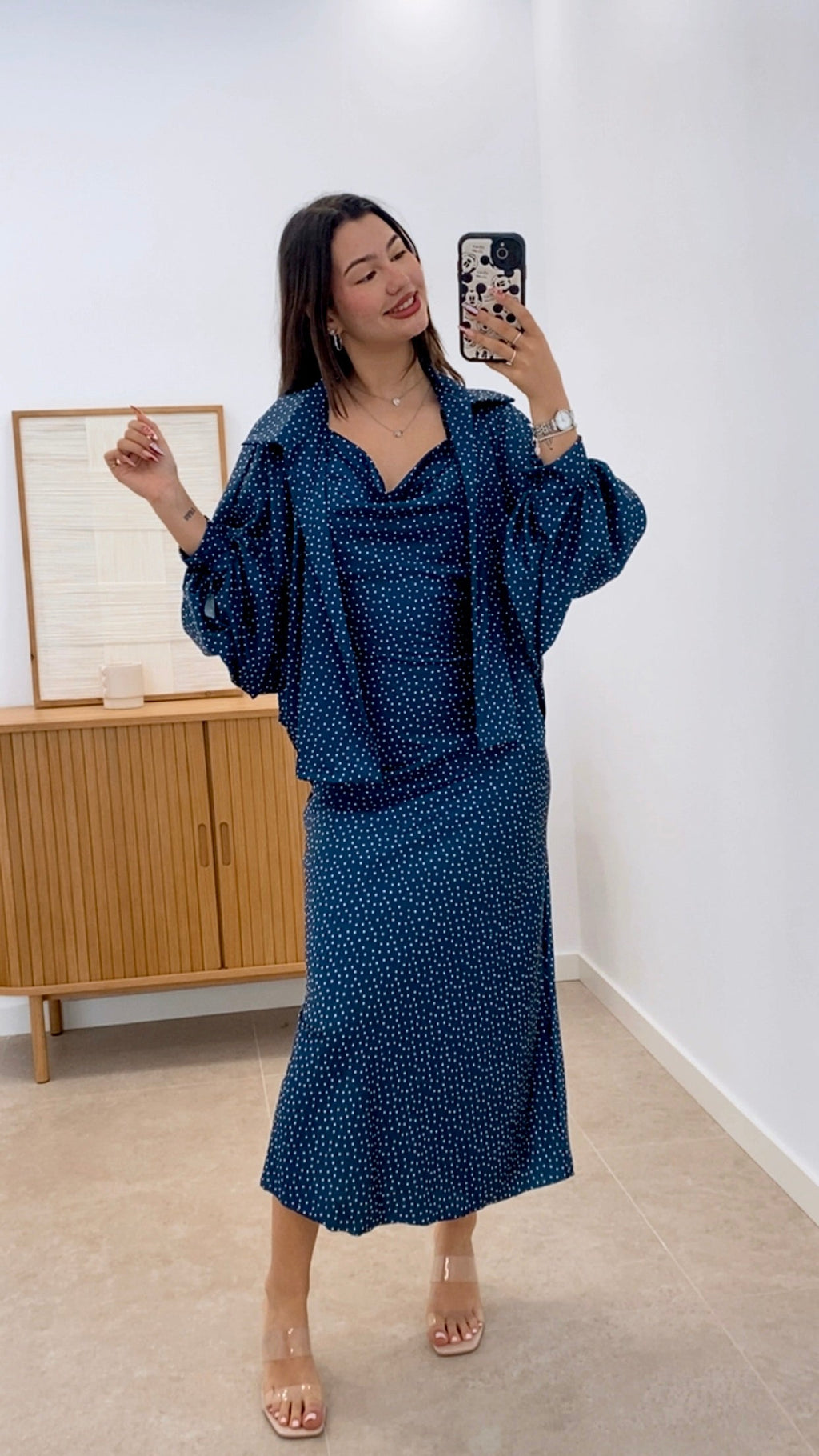 CONJUNTO VESTIDO Y REBECA LUNARES