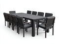 Conjuntos de comedor de jardín 200x100x75 cm - mesa de aluminio con 10 sillas tapizadas - negro-gris - diseño moderno exterior