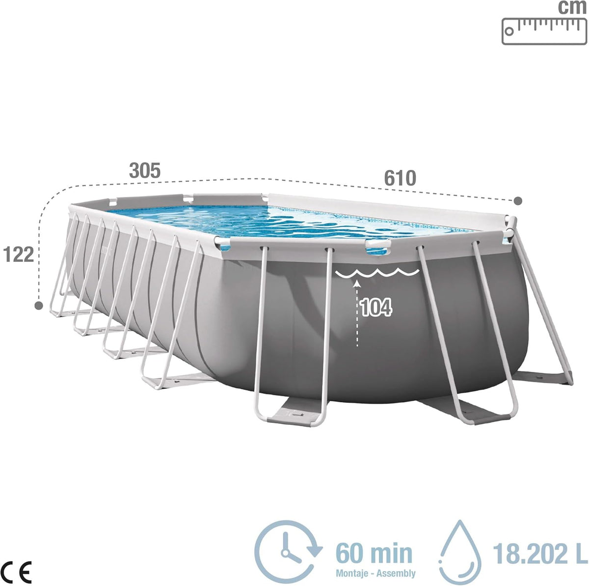 Intex 26798NP - Piscina desmontable ovalada intex prism frame 610x305x122 cm con depuradora