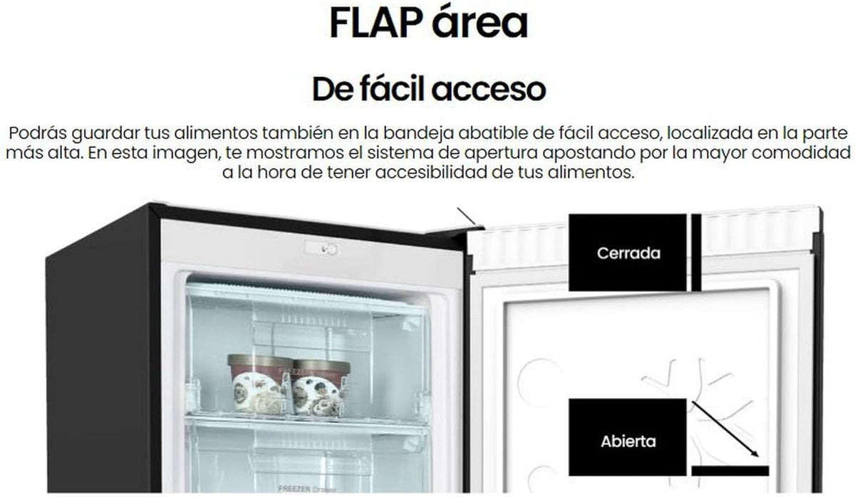 INFINITON Congelador Vertical CV-140L25XEQ, 145 Litros, E, Función Fast Freezing, Congelador 4****, cajón Flap, Tirador integrado, Puerta reversible, Inox