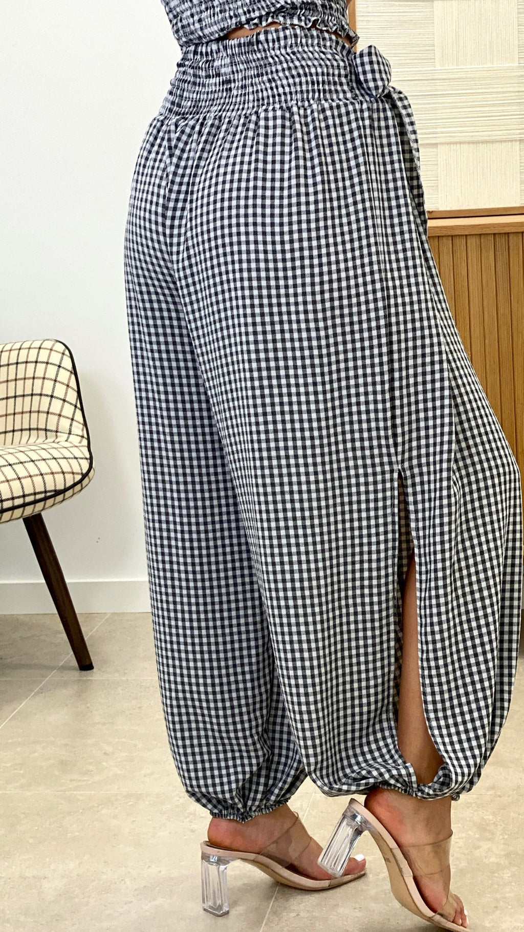 CONJUNTO VICHY BANDA + PANTALÓN ABIERTO
