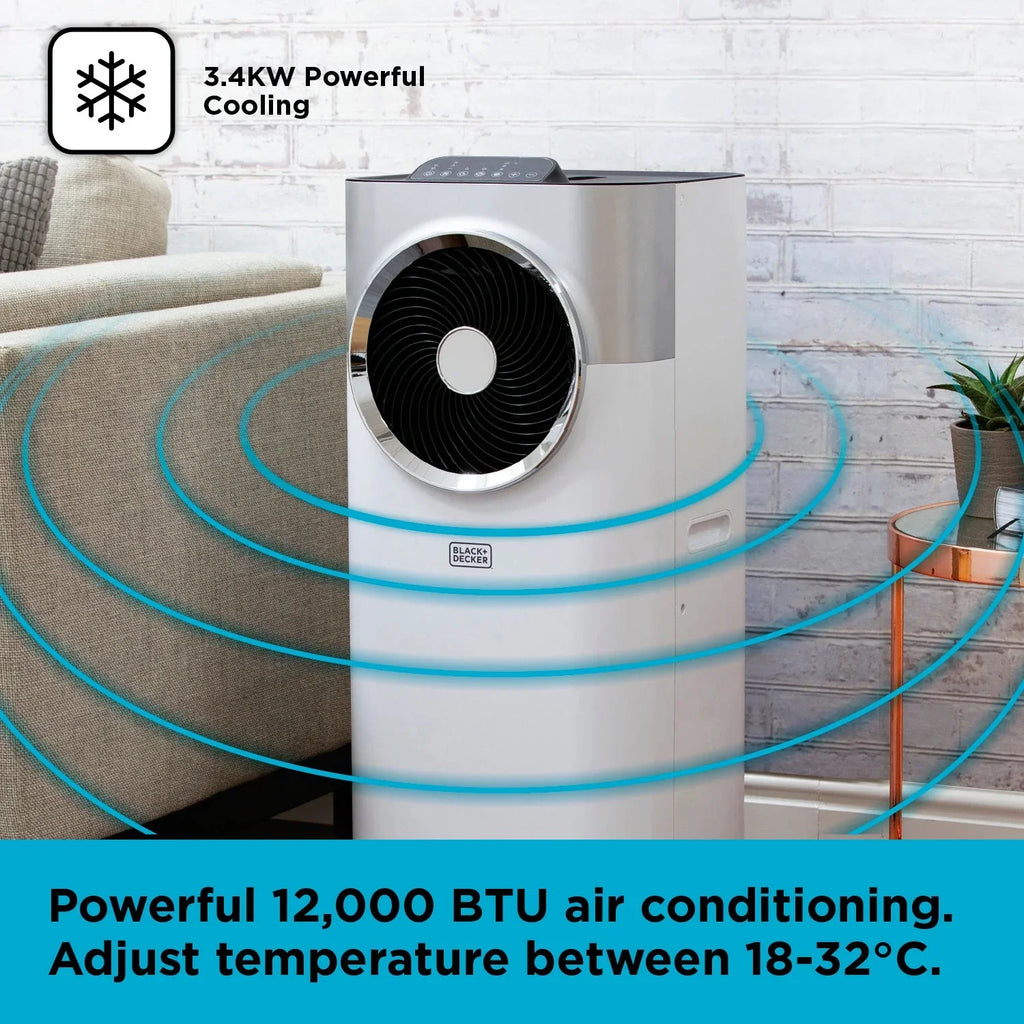 Aire Acondicionado Móvil 3 en 1 Black+Decker BXAC40008GB 12000 BTU Blanco