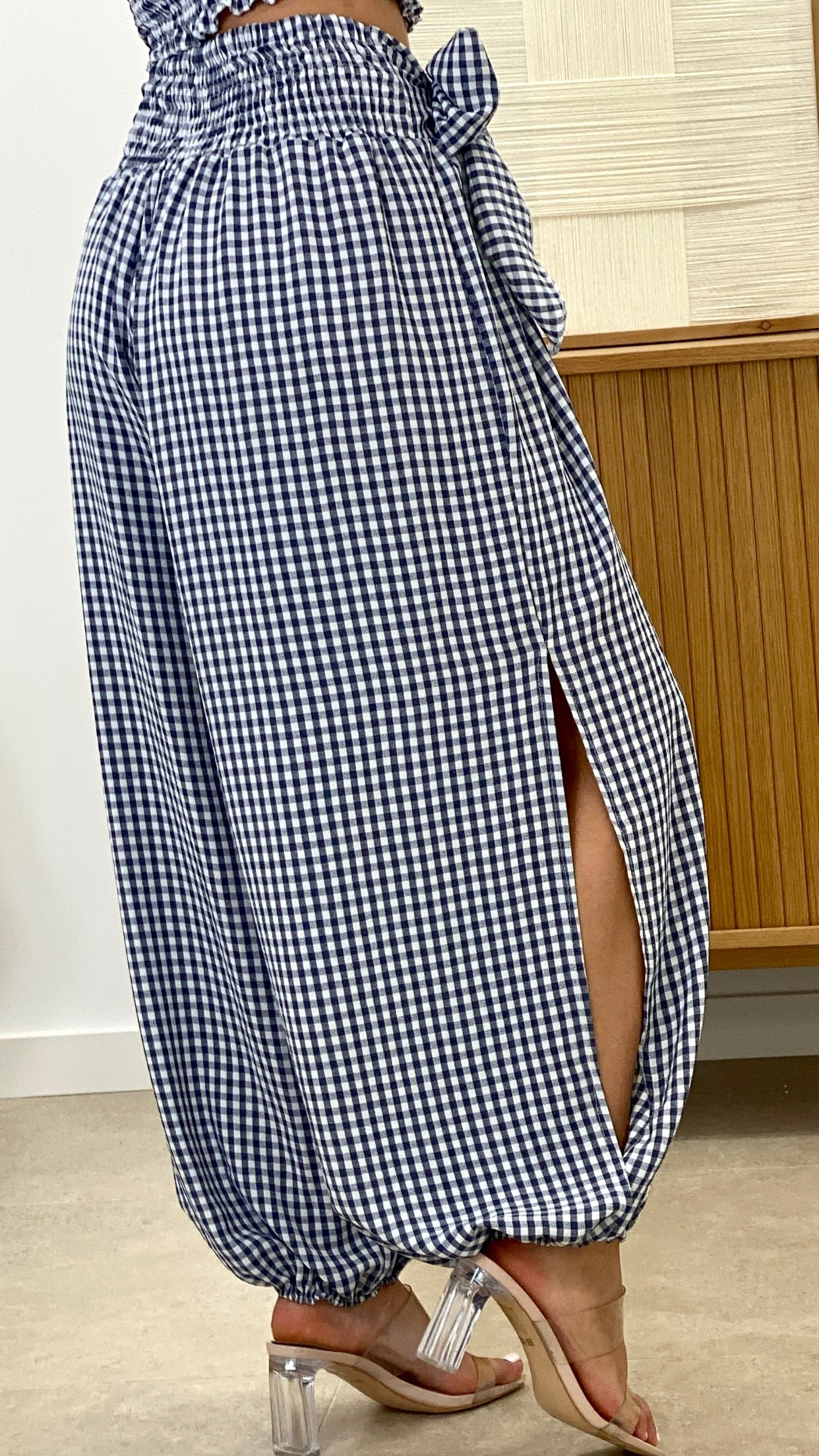 CONJUNTO VICHY BANDA + PANTALÓN ABIERTO
