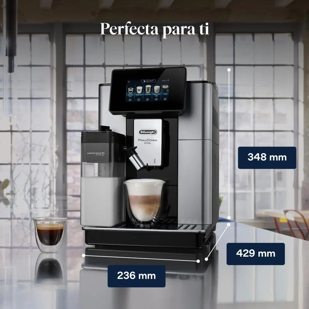 De'Longhi Perfetto Primadonna Soul ECAM612.55.SB Superautomatic Coffee and Cappuccino Coffee Maker with LatteCreme Milk System, Bean to Cup Technology, 18 Beverages, App Control