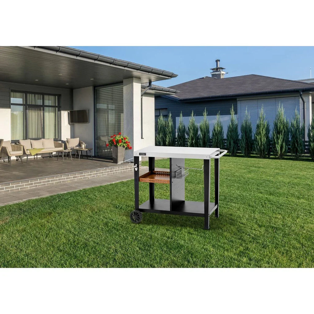 Carro De Servicio Para Barbacoa "gelia" 117 X 59 Cm - Acero Inoxidable - Negro