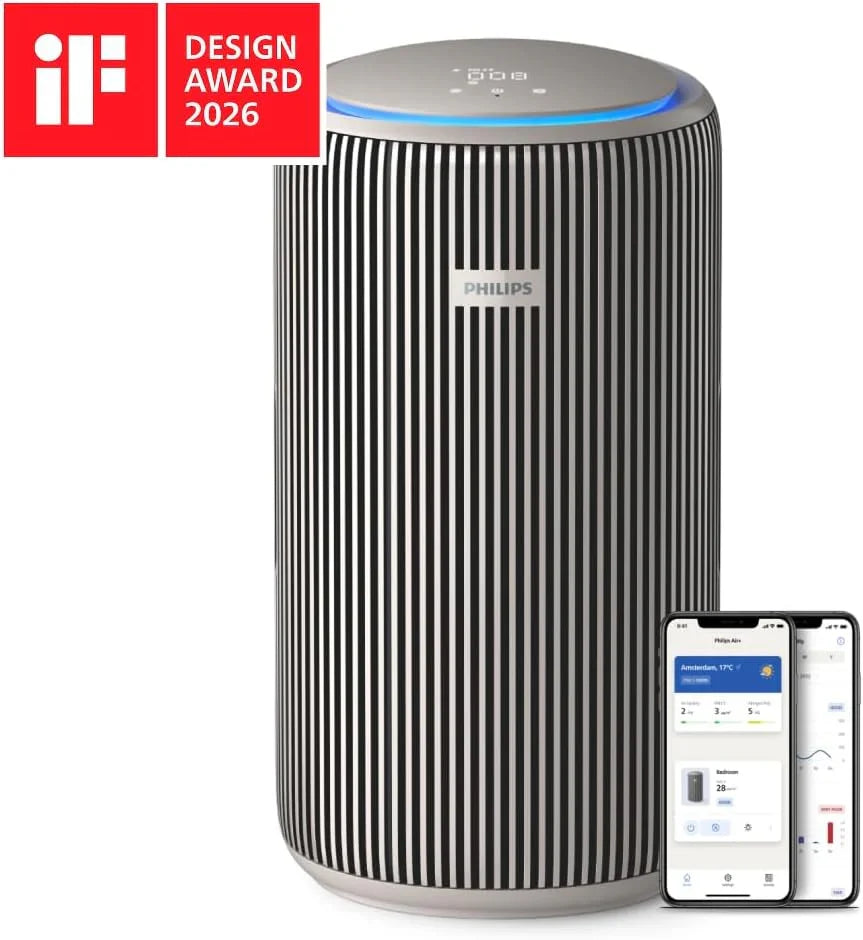 Philips PureProtect 3200 Series Smart Air Purifier, HEPA and Active Carbon Filter, CADR 500m³/h for 130m², Ultra-Quiet, Captures 99.97% Allergens, Connected App (AC3210/12)