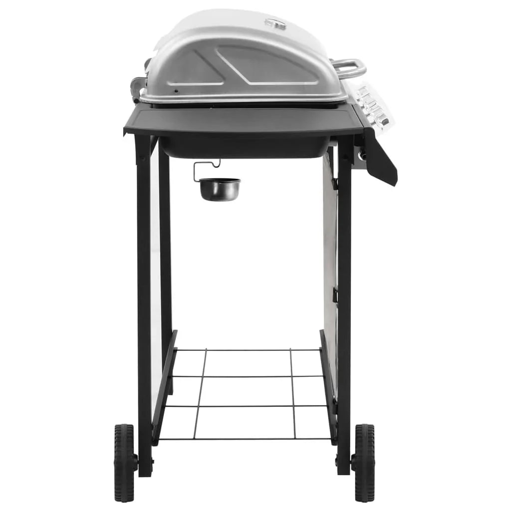 Barbacoa De Gas Con 4 Fogones Negro Y Plateado Vidaxl