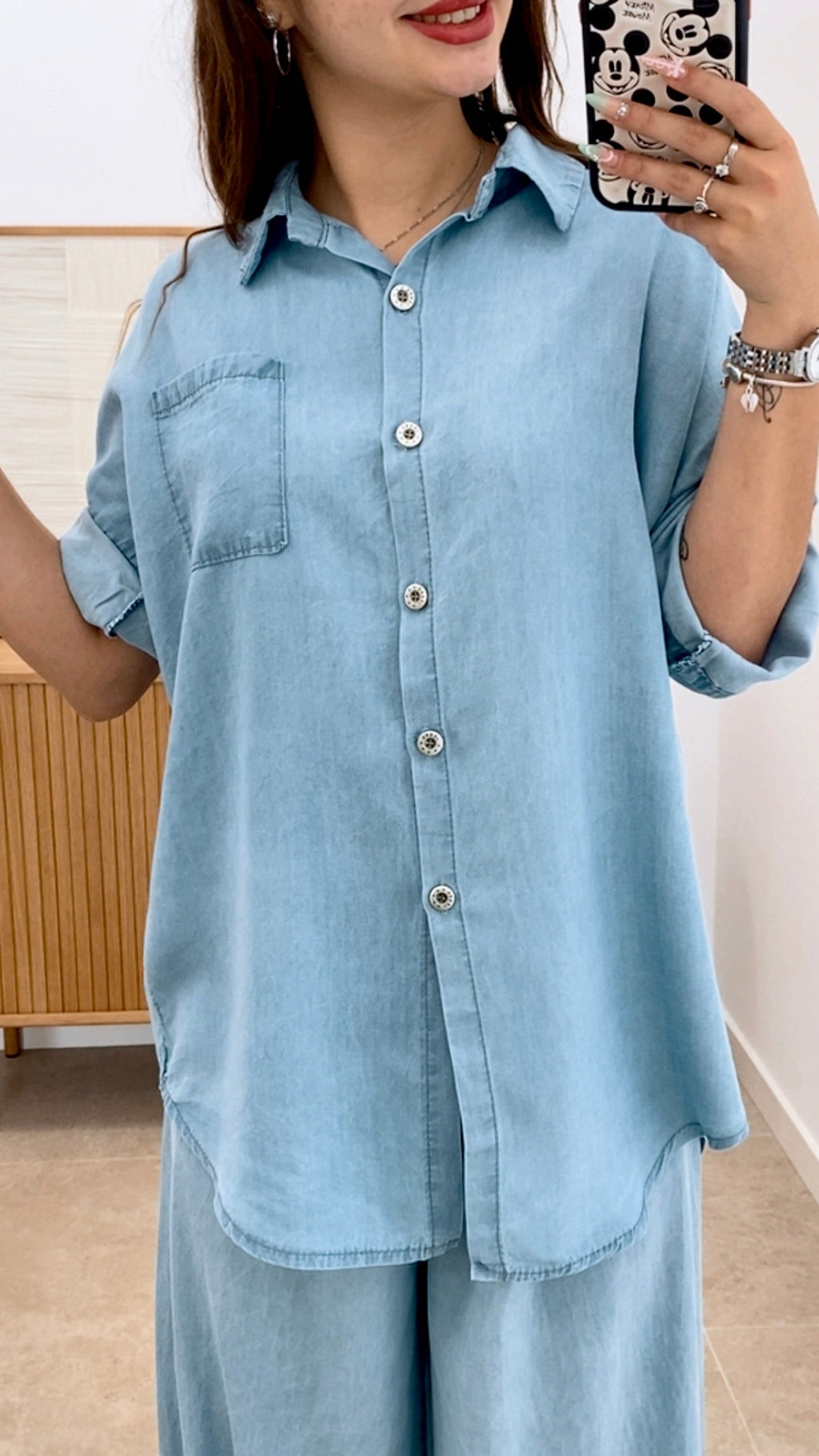 CONJUNTO DENIM PANTALÓN + CAMISA NUDO