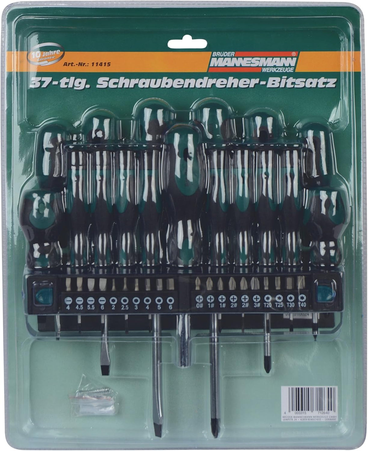 Mannesmann M98430 - Maletín con llaves de vaso y otras herramientas (215 piezas, tamaño: 12x36x51 cm), Color Verde Mannesmann