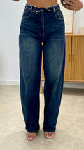 PANTALÓN VAQUERO ANCHO CON CINTURA PLEGADA