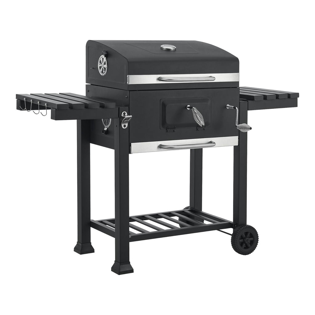 Barbacoa De Carbón Arnad Con 2 Estantes Acero 105x135x48cm - Negro [casa.pro]