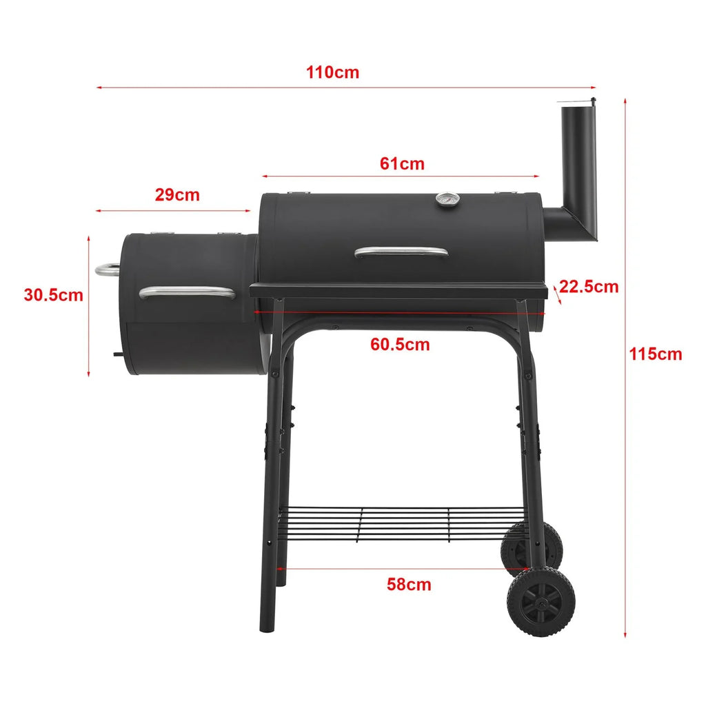 Barbacoa De Carbón Arielli Ahumador 115 X 110 X 64 Cm - Negro [casa.pro]
