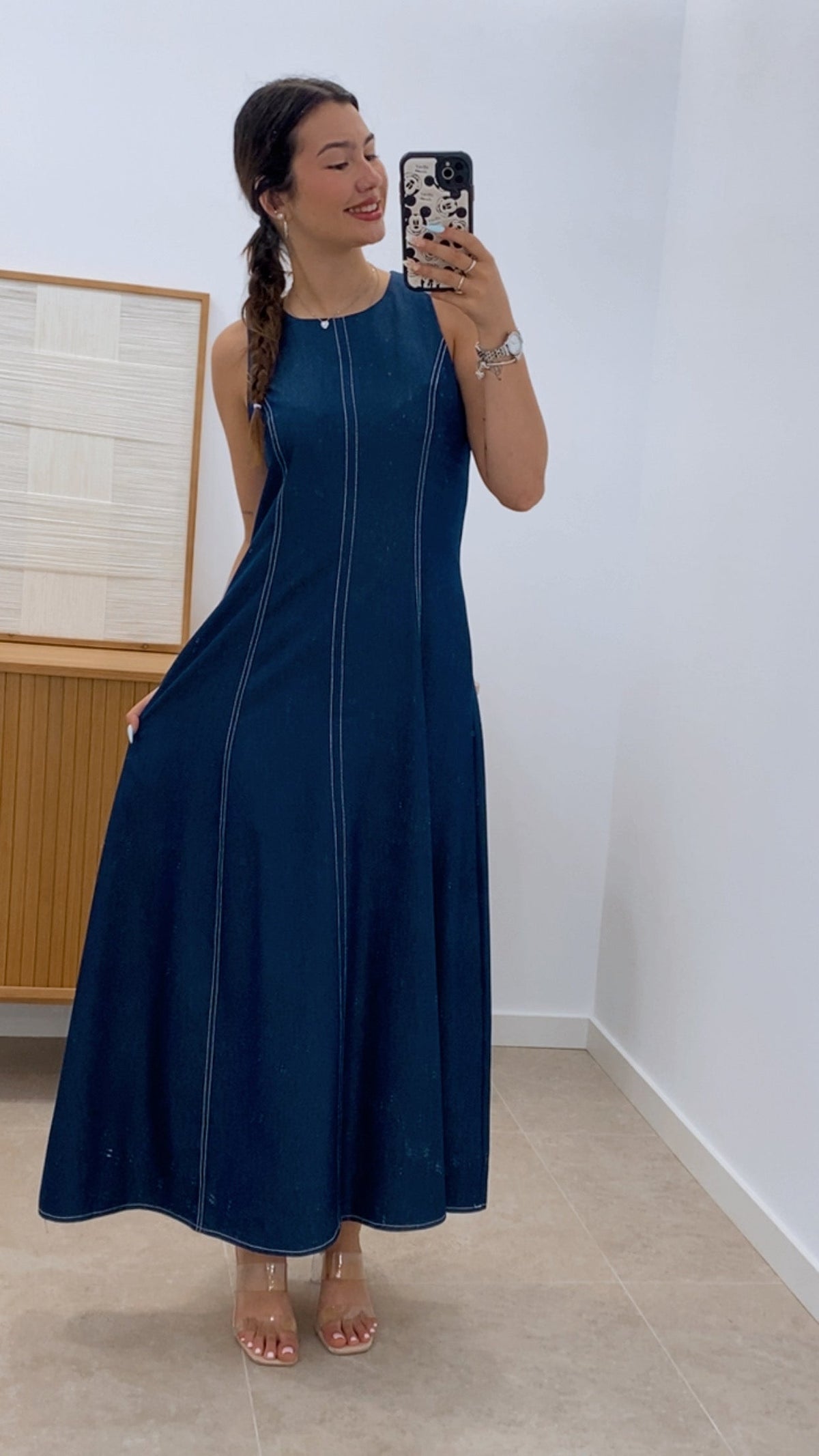 VESTIDO DENIM COSTURA BLANCA