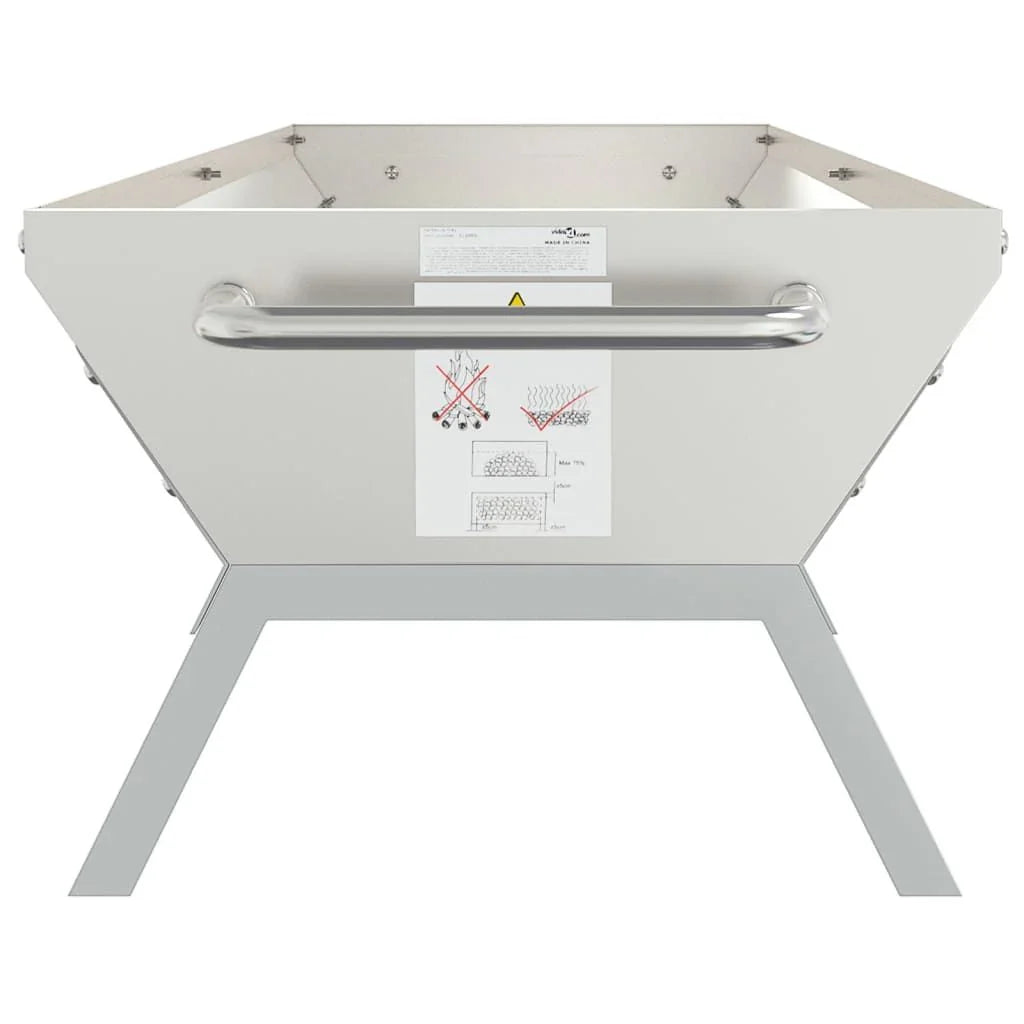 Bandeja Para Barbacoa Acero Inoxidable Plateado 158x42x31 Cm Vidaxl