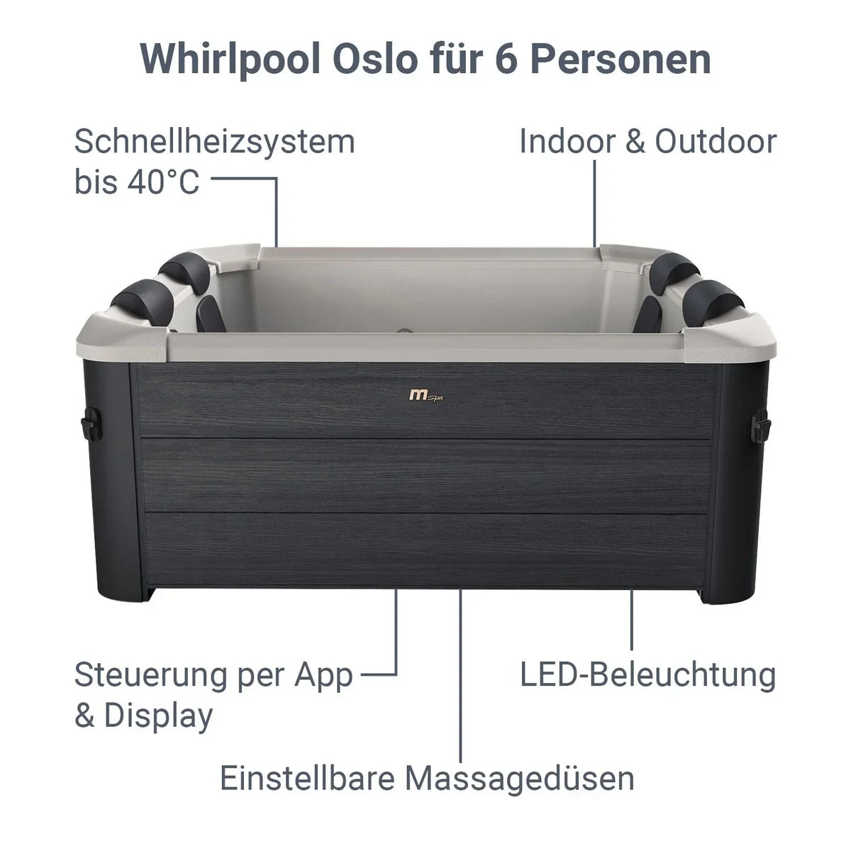 2026 Spa Whirlpool Oslo con iluminación LED