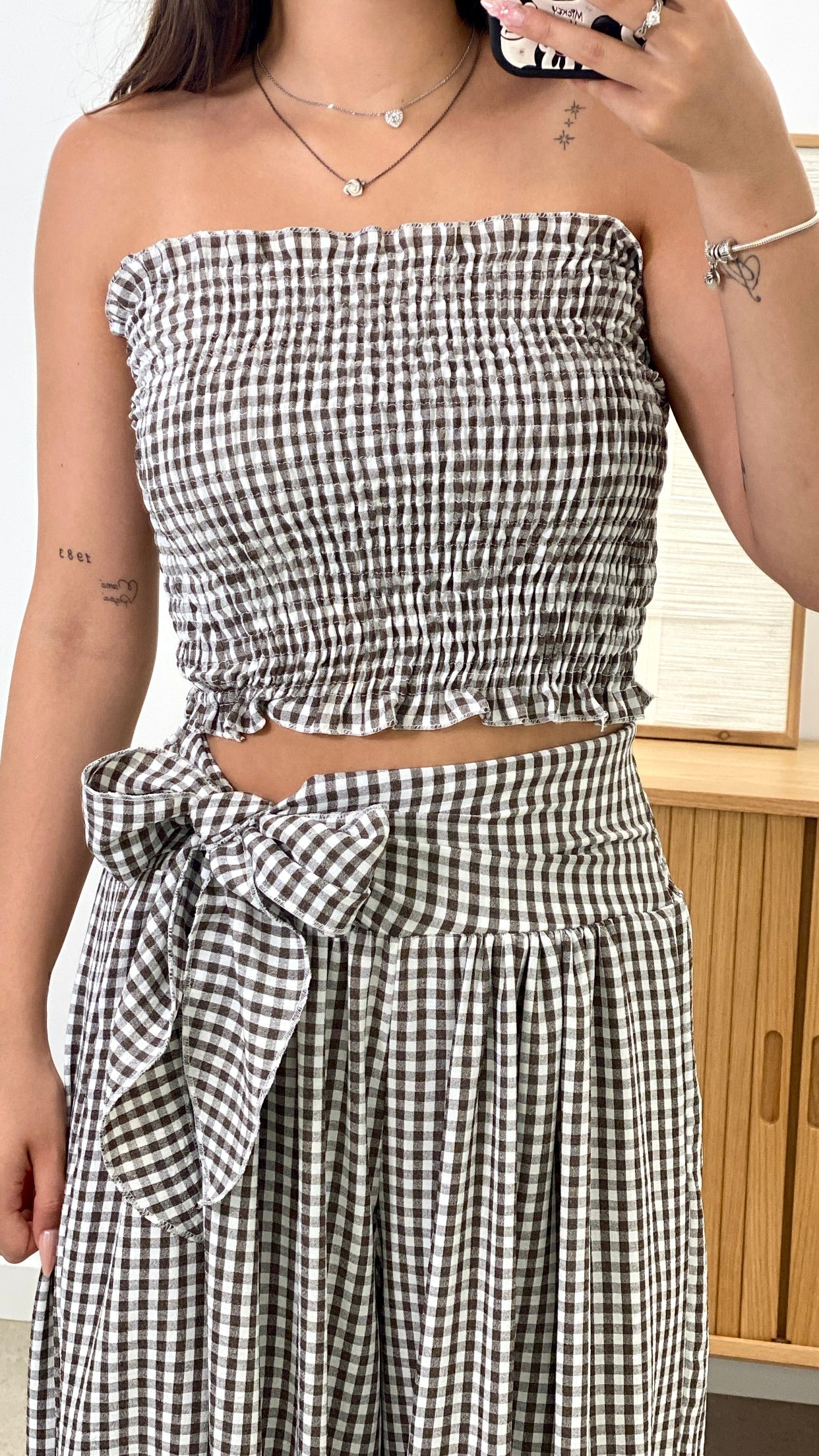 CONJUNTO VICHY BANDA + PANTALÓN ABIERTO