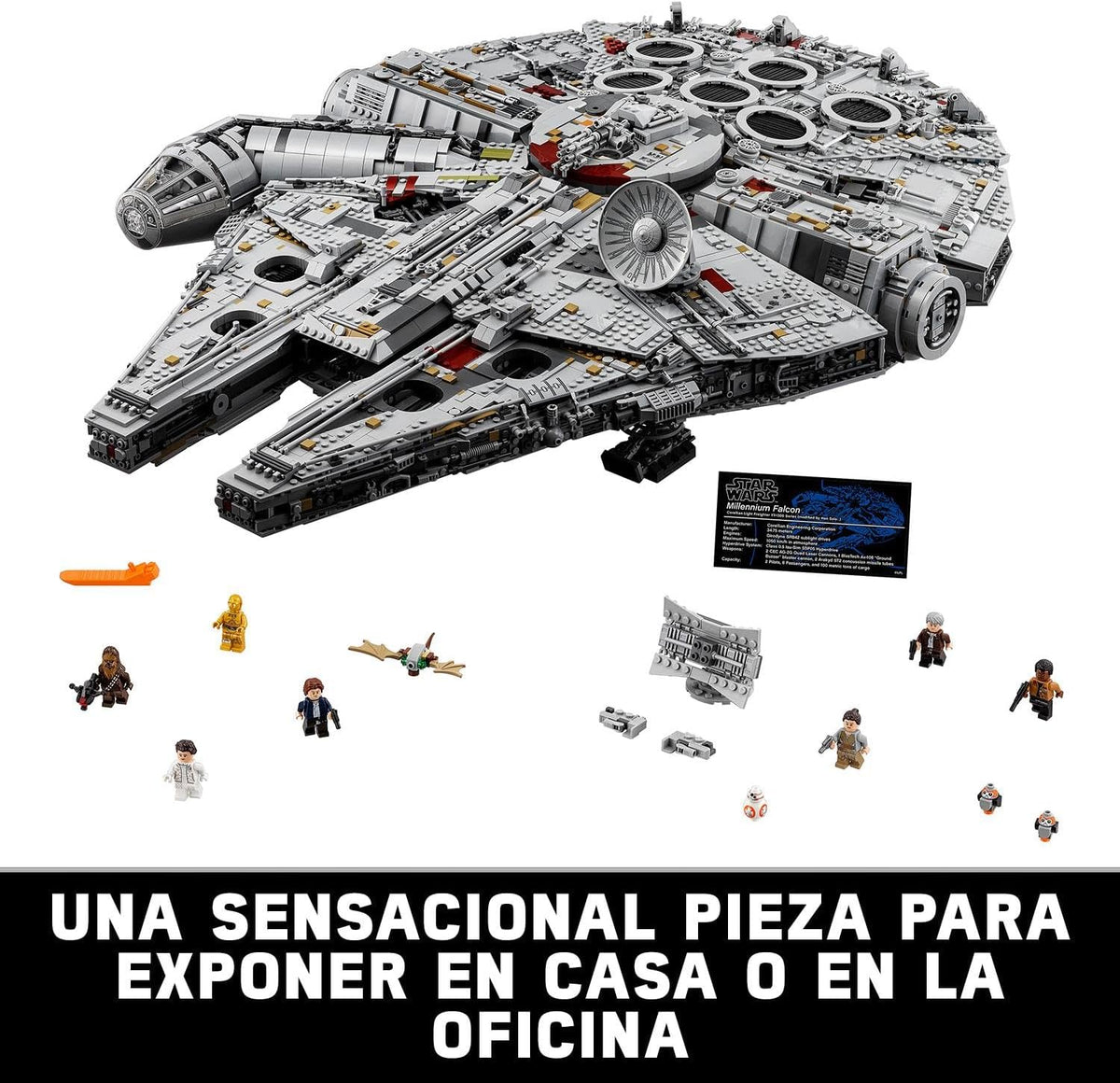 Star Wars Millennium Falcon, Maqueta de Construcción para Adultos de la Nave Estelar de Han Solo con Mini Figuras Chewbacca, Leia y C-3PO, Regalo Coleccionable para Hombres, Mujeres y Fans 75192
