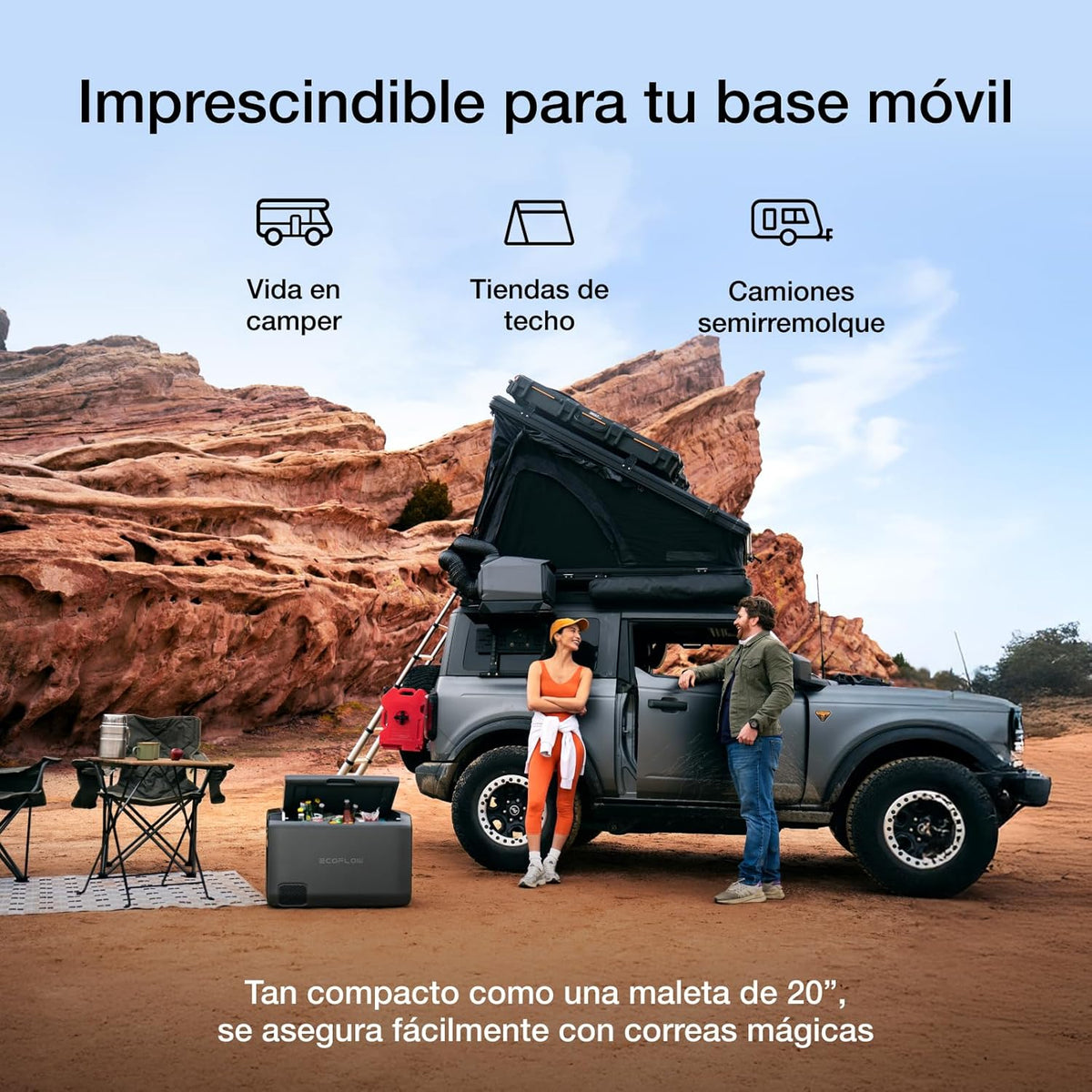EcoFlow WAVE 3 Climatizador portátil con batería extra de 1024 Wh, refrigeración 1800 W, calefacción 2000 W, autonomía de 8 h, control por app, para camping, autocaravanas, todoterrenos