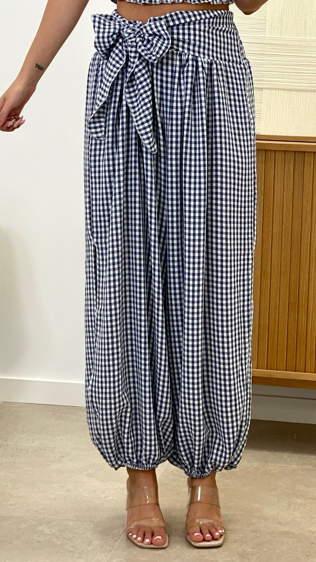 CONJUNTO VICHY BANDA + PANTALÓN ABIERTO