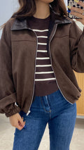 CHAQUETA CUELLO POLIPIEL Y CREMALLERA