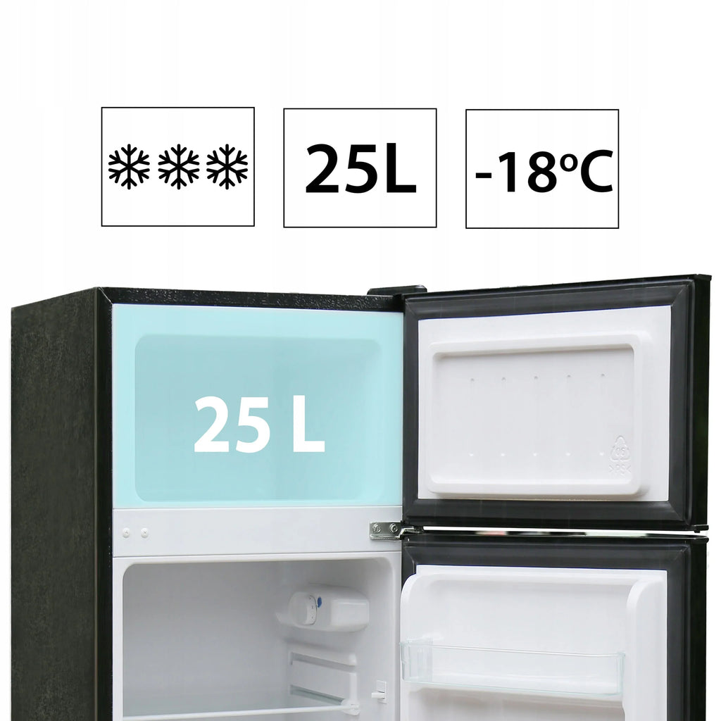 LODÓWKA MAŁA chłodziarka zamrażarka hotelowa biurowa srebrna LED 88l. 86cm