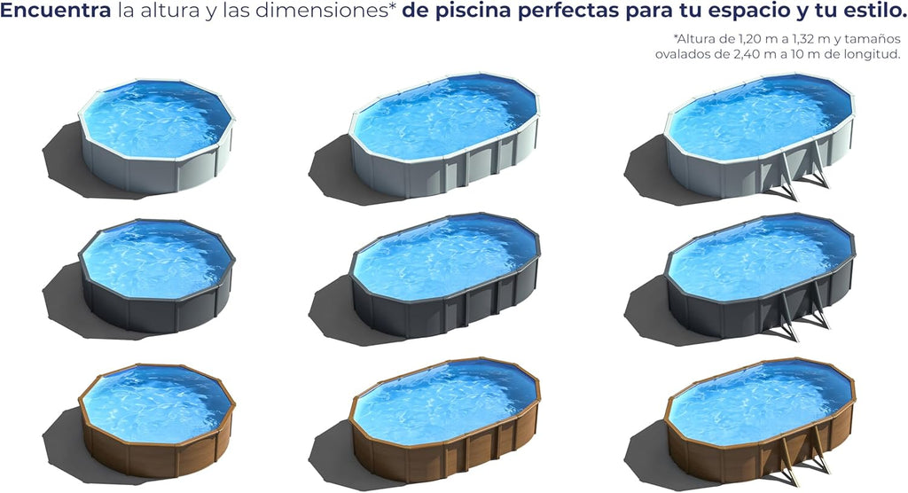 Gre KITPR353W Piscina de Acero Elevada, Redonda con Aspecto Madera, Piscinas Desmontables para Jardín, 350 x120 cm, Sicilia