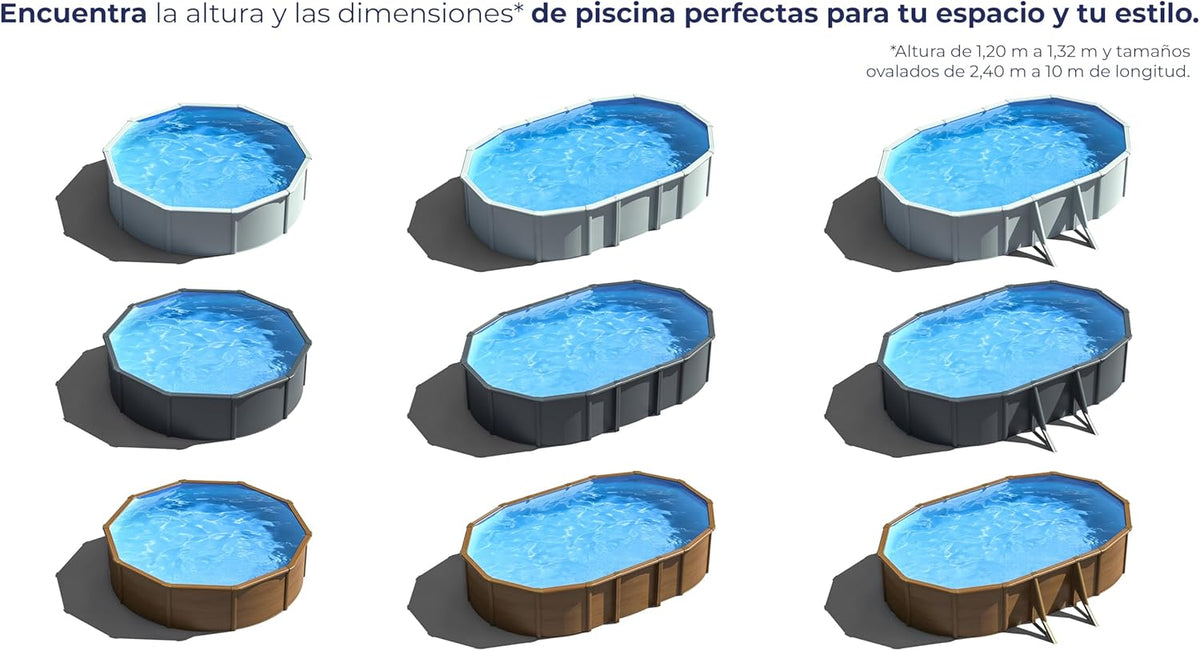 Gre KITPR353W Piscina de Acero Elevada, Redonda con Aspecto Madera, Piscinas Desmontables para Jardín, 350 x120 cm, Sicilia