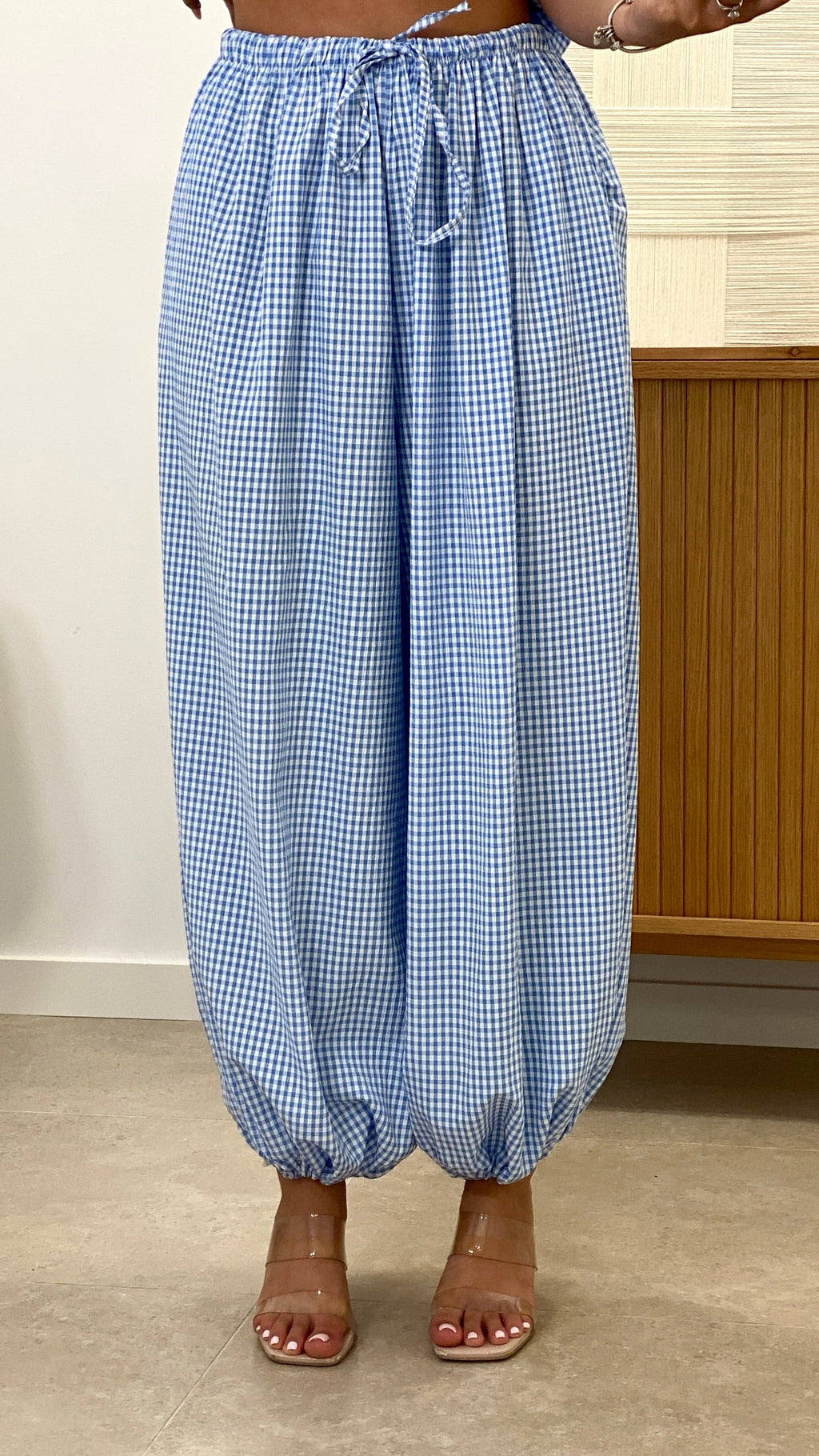 CONJUNTO TOP VUELO + PANTALÓN BOMBACHO VICHY