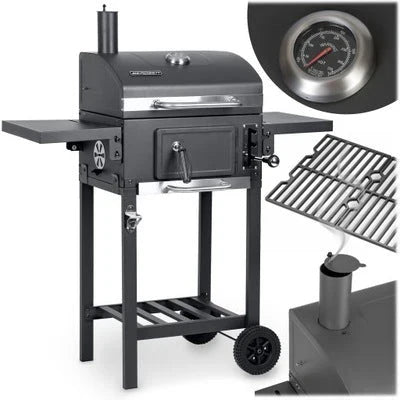 GRILL WĘGLOWY BBQ - ŻELIWNY RUSZT XXL 57 x 43 cm DUŻY ZAMYKANA POKRYWA