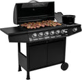 Amig - Fireplus 3+1 8.4 kW gas barbecue - Black stainless steel - Grill with wheels Model GRILL-3F - XXL barbecue with trolley and thermometer - 117x52x103cm - 4 burners and side tray
