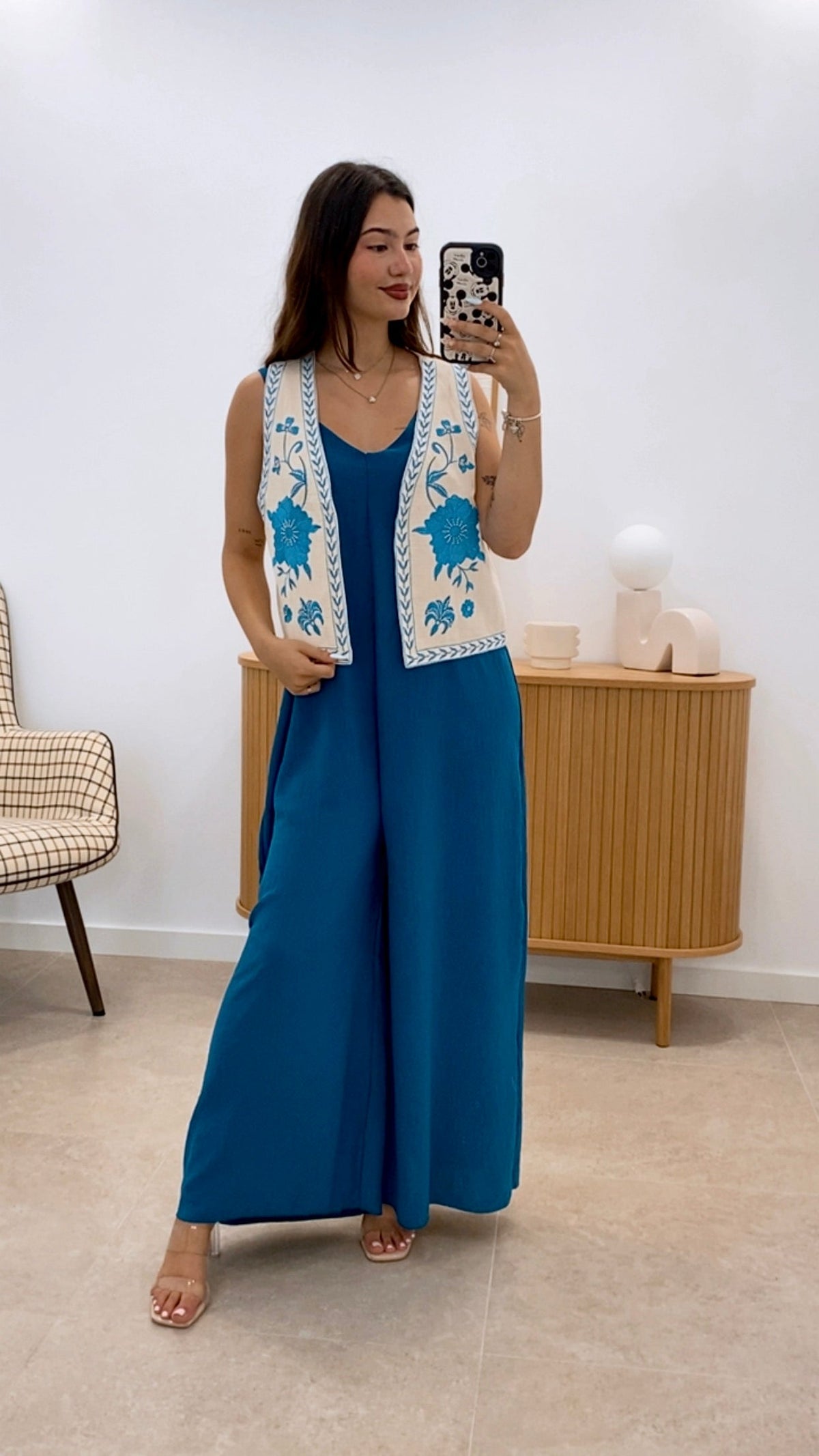 CHALECO BORDADO AZUL