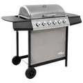 2026 Barbacoa de gas con 6 fogones negro y plateado V0288
