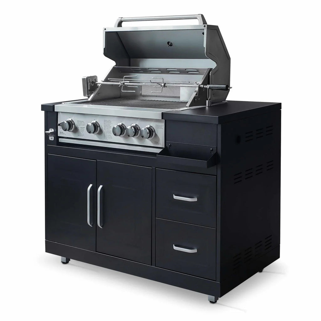 Mueble De Barbacoa A Gas Con 4 Quemadores Y Asador  Oviala