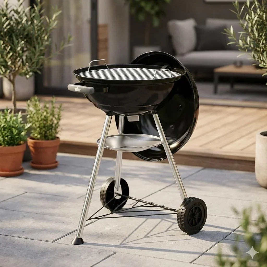 Barbacoa de Carbón Weber Compact Kettle, 47 cm + 3 Kg de briquetas