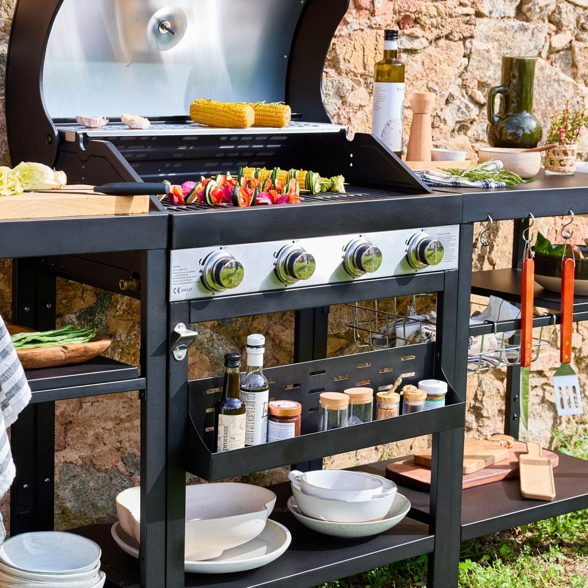 Barbacoa 4 Quemadores, Cocina Exterior, Negro